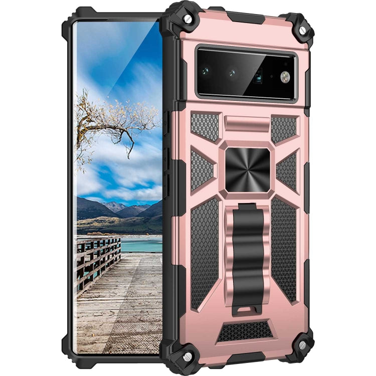 For Google Pixel 6 Pro Armor Shockproof TPU + PC Magnetic Phone Case with Holder
