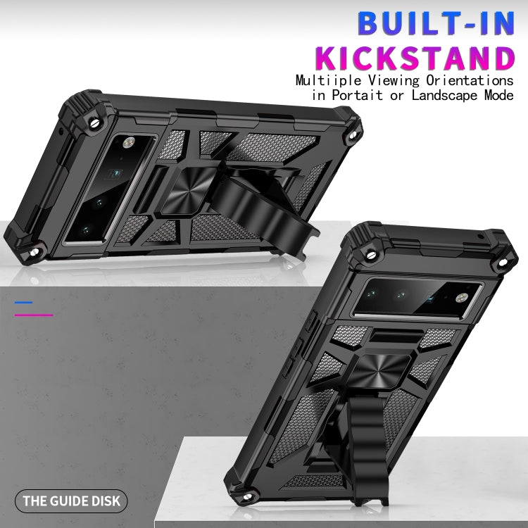 For Google Pixel 6 Pro Armor Shockproof TPU + PC Magnetic Phone Case with Holder