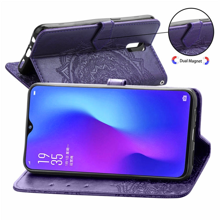 For OPPO  R17 Embossed Mandala Pattern PC + TPU Horizontal Flip Leather Case with Holder & Card Slots