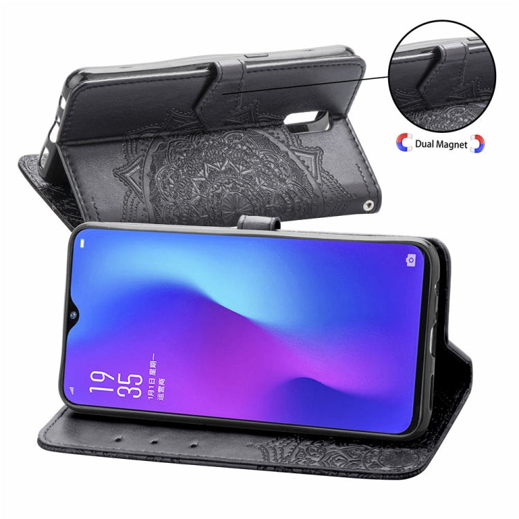 For OPPO  R17 Embossed Mandala Pattern PC + TPU Horizontal Flip Leather Case with Holder & Card Slots