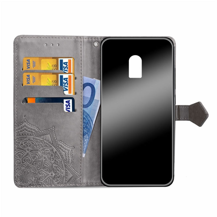 For OPPO  R17 Embossed Mandala Pattern PC + TPU Horizontal Flip Leather Case with Holder & Card Slots