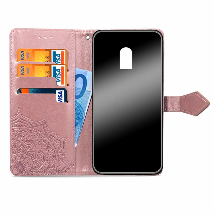 For OPPO  R17 Embossed Mandala Pattern PC + TPU Horizontal Flip Leather Case with Holder & Card Slots