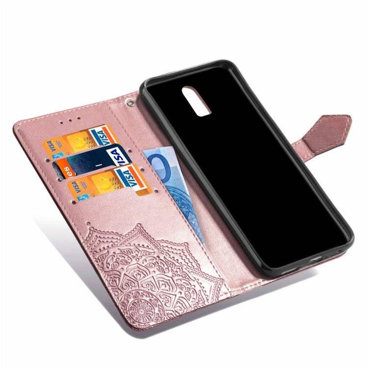 For OPPO  R17 Embossed Mandala Pattern PC + TPU Horizontal Flip Leather Case with Holder & Card Slots