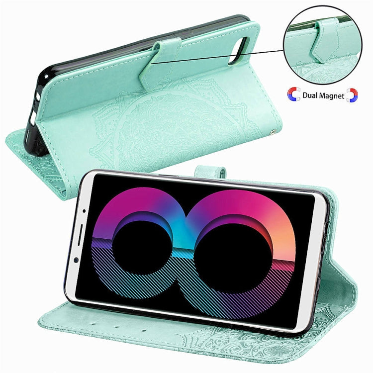 For OPPO A3 Embossed Mandala Pattern PC + TPU Horizontal Flip Leather Case with Holder & Card Slots