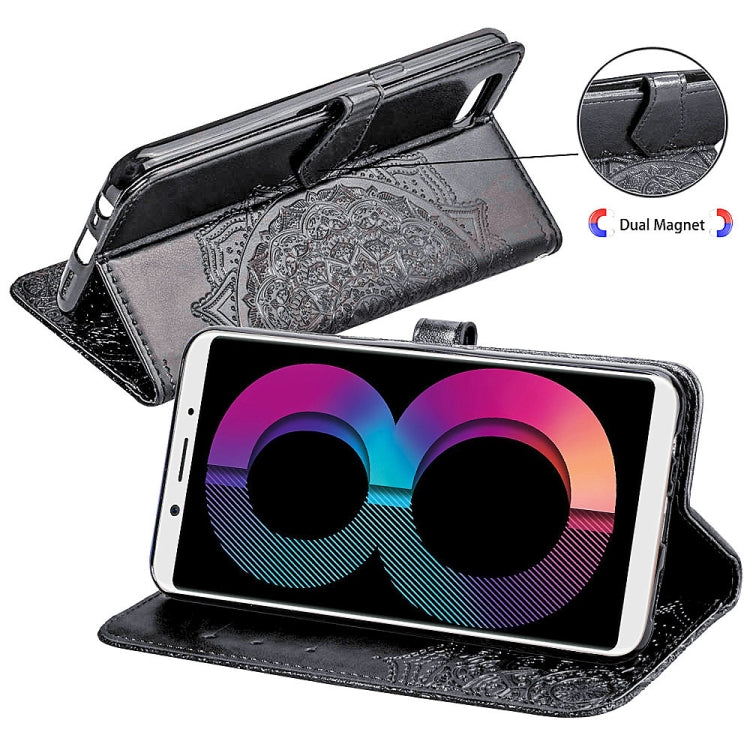 For OPPO A3 Embossed Mandala Pattern PC + TPU Horizontal Flip Leather Case with Holder & Card Slots