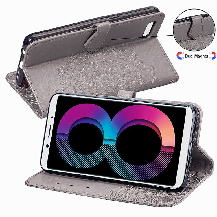 For OPPO A3 Embossed Mandala Pattern PC + TPU Horizontal Flip Leather Case with Holder & Card Slots