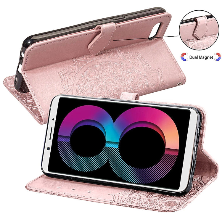 For OPPO A3 Embossed Mandala Pattern PC + TPU Horizontal Flip Leather Case with Holder & Card Slots