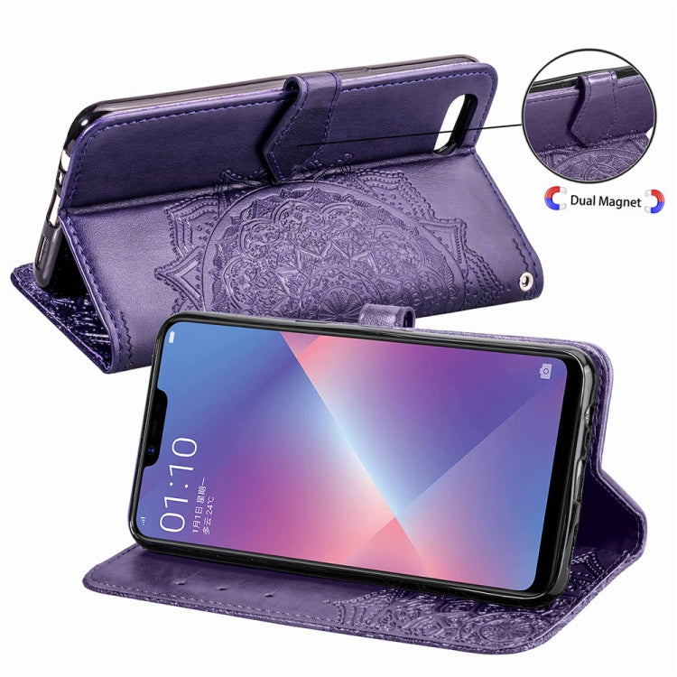 For OPPO A5 Embossed Mandala Pattern PC + TPU Horizontal Flip Leather Case with Holder & Card Slots