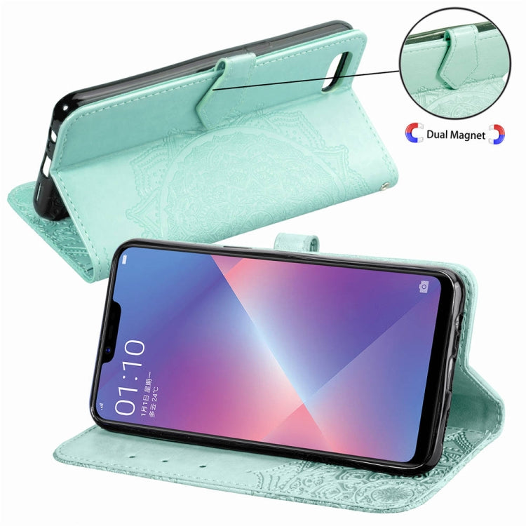 For OPPO A5 Embossed Mandala Pattern PC + TPU Horizontal Flip Leather Case with Holder & Card Slots