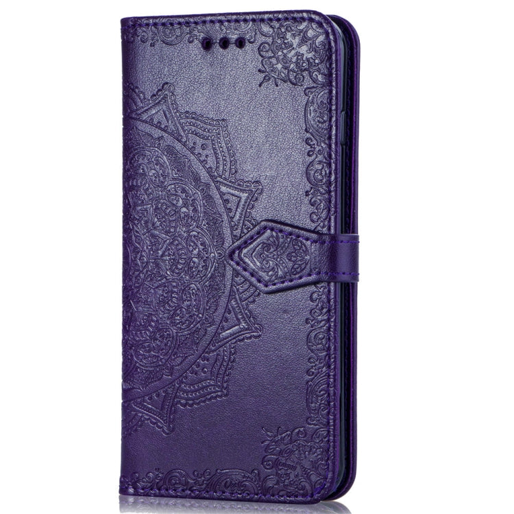 For OPPO A7 Embossed Mandala Pattern PC + TPU Horizontal Flip Leather Case with Holder & Card Slots