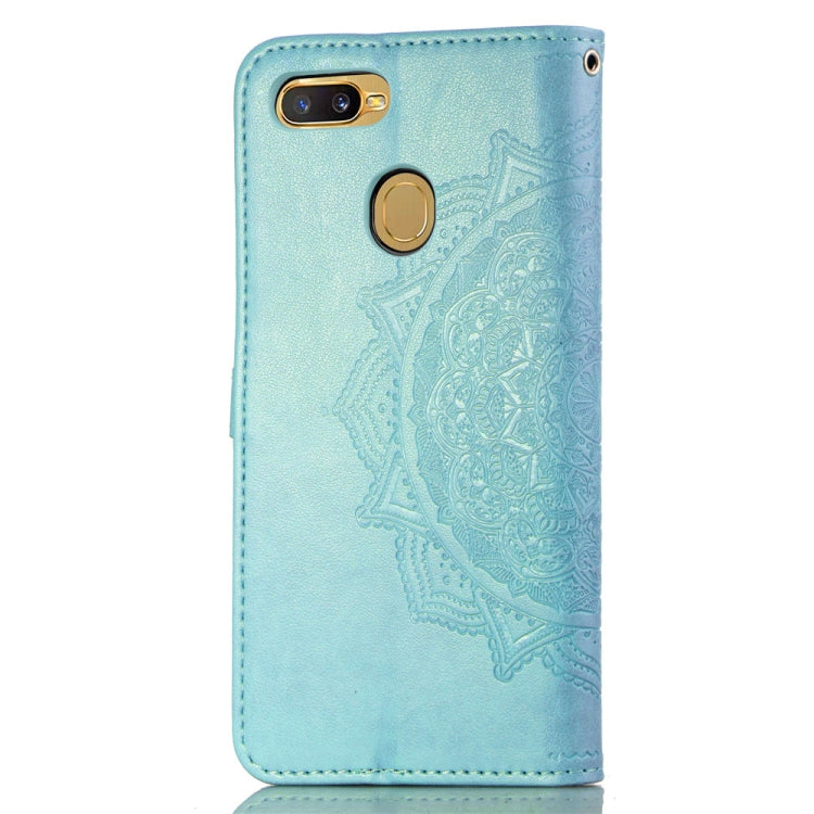 For OPPO A7 Embossed Mandala Pattern PC + TPU Horizontal Flip Leather Case with Holder & Card Slots