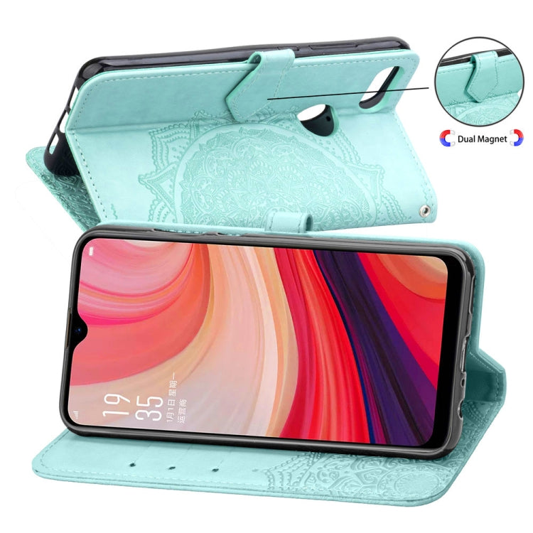 For OPPO A7 Embossed Mandala Pattern PC + TPU Horizontal Flip Leather Case with Holder & Card Slots