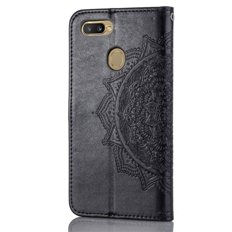 For OPPO A7 Embossed Mandala Pattern PC + TPU Horizontal Flip Leather Case with Holder & Card Slots