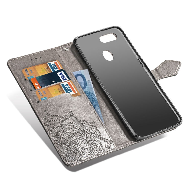 For OPPO A7 Embossed Mandala Pattern PC + TPU Horizontal Flip Leather Case with Holder & Card Slots