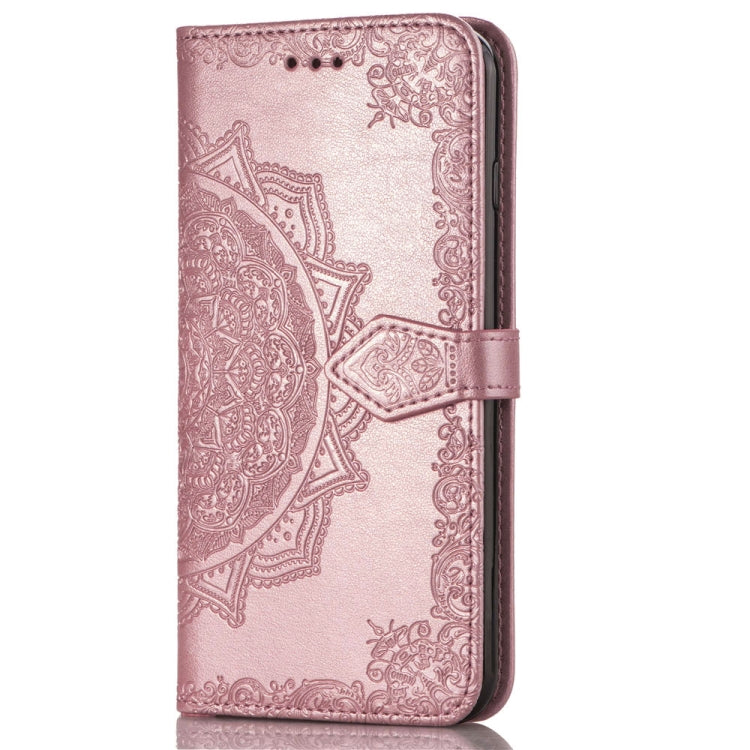 For OPPO A7 Embossed Mandala Pattern PC + TPU Horizontal Flip Leather Case with Holder & Card Slots