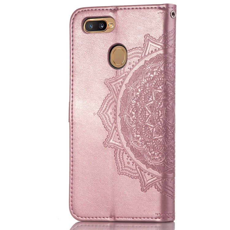 For OPPO A7 Embossed Mandala Pattern PC + TPU Horizontal Flip Leather Case with Holder & Card Slots