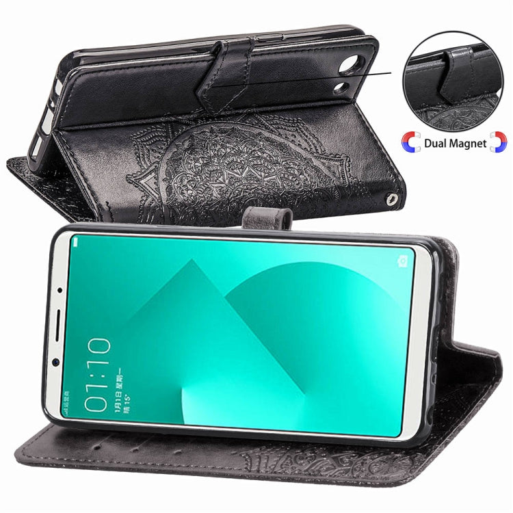 For OPPO A83 Embossed Mandala Pattern PC + TPU Horizontal Flip Leather Case with Holder & Card Slots