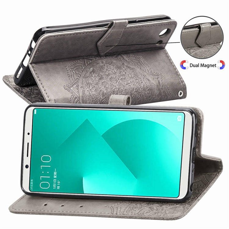 For OPPO A83 Embossed Mandala Pattern PC + TPU Horizontal Flip Leather Case with Holder & Card Slots