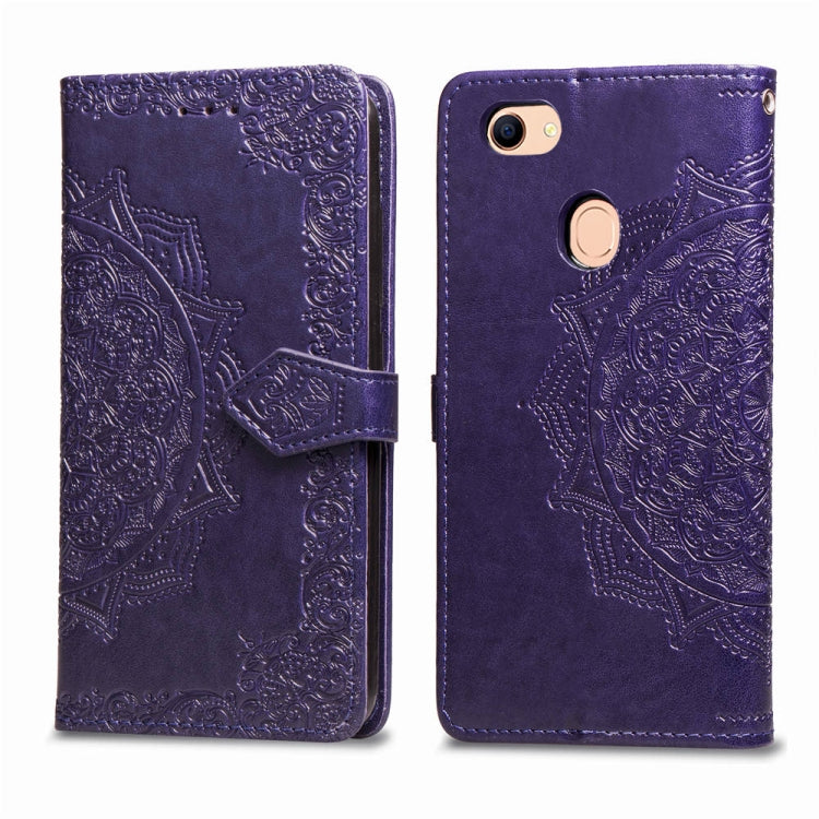 For OPPO F5 Embossed Mandala Pattern PC + TPU Horizontal Flip Leather Case with Holder & Card Slots