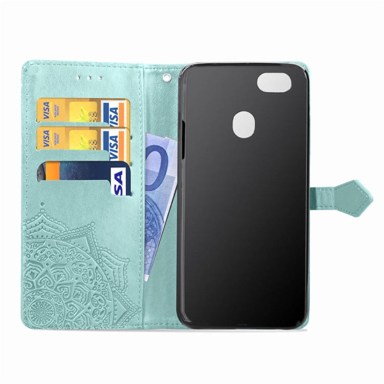 For OPPO F5 Embossed Mandala Pattern PC + TPU Horizontal Flip Leather Case with Holder & Card Slots