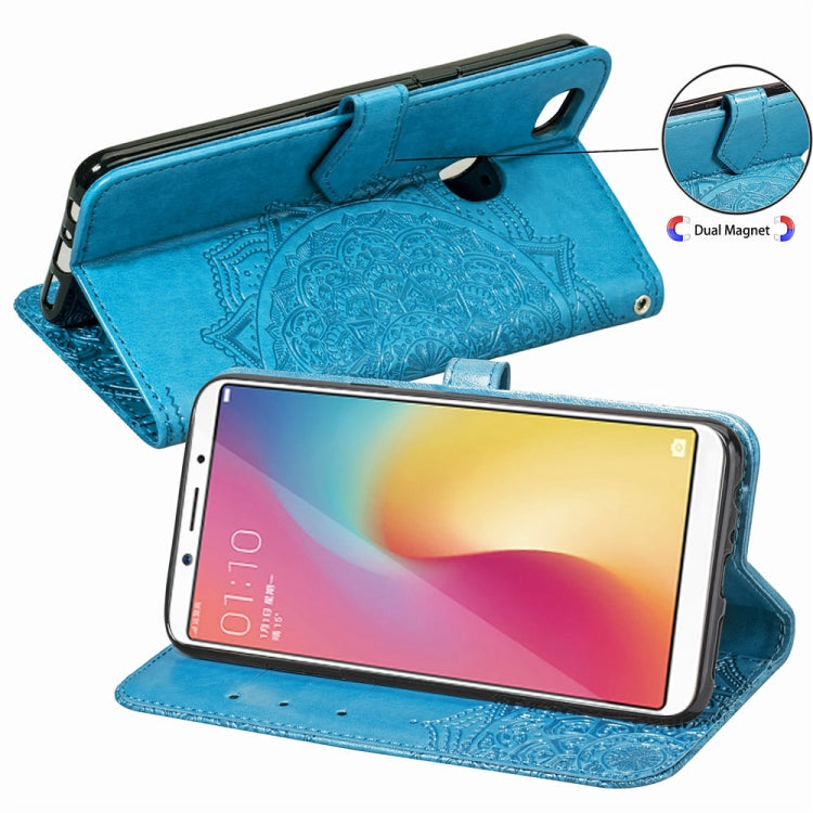For OPPO F5 Embossed Mandala Pattern PC + TPU Horizontal Flip Leather Case with Holder & Card Slots