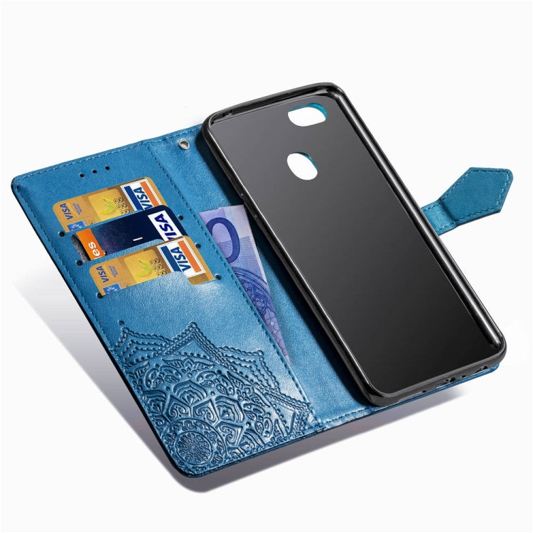 For OPPO F5 Embossed Mandala Pattern PC + TPU Horizontal Flip Leather Case with Holder & Card Slots