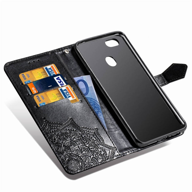 For OPPO F5 Embossed Mandala Pattern PC + TPU Horizontal Flip Leather Case with Holder & Card Slots