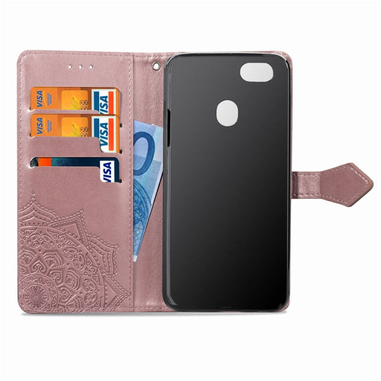 For OPPO F5 Embossed Mandala Pattern PC + TPU Horizontal Flip Leather Case with Holder & Card Slots
