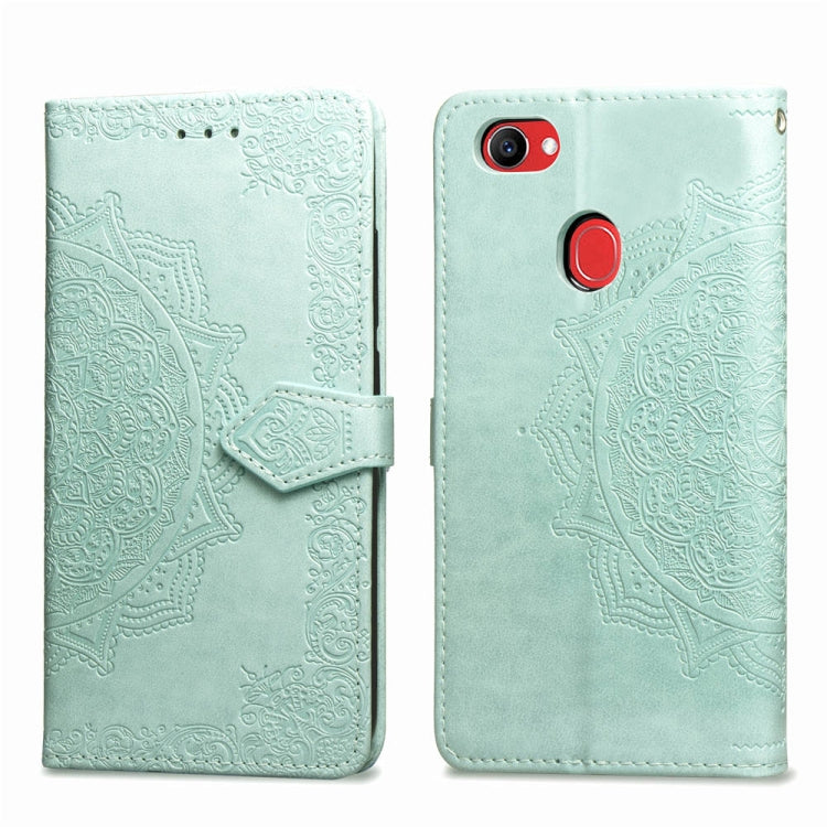 For OPPO F7 Embossed Mandala Pattern PC + TPU Horizontal Flip Leather Case with Holder & Card Slots