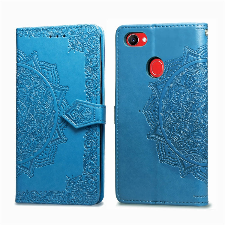 For OPPO F7 Embossed Mandala Pattern PC + TPU Horizontal Flip Leather Case with Holder & Card Slots