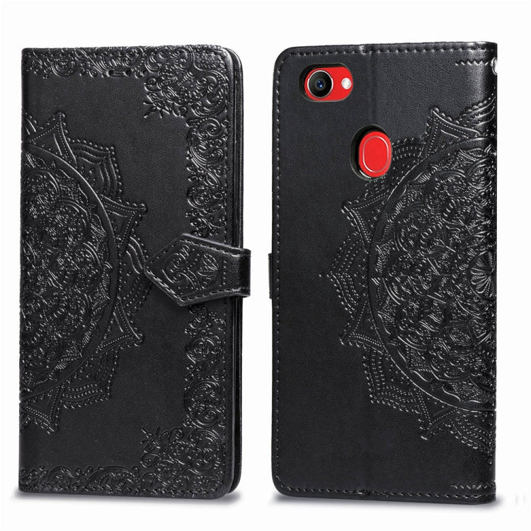 For OPPO F7 Embossed Mandala Pattern PC + TPU Horizontal Flip Leather Case with Holder & Card Slots