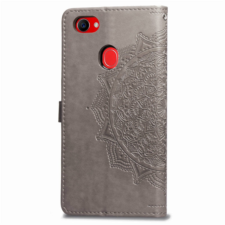 For OPPO F7 Embossed Mandala Pattern PC + TPU Horizontal Flip Leather Case with Holder & Card Slots