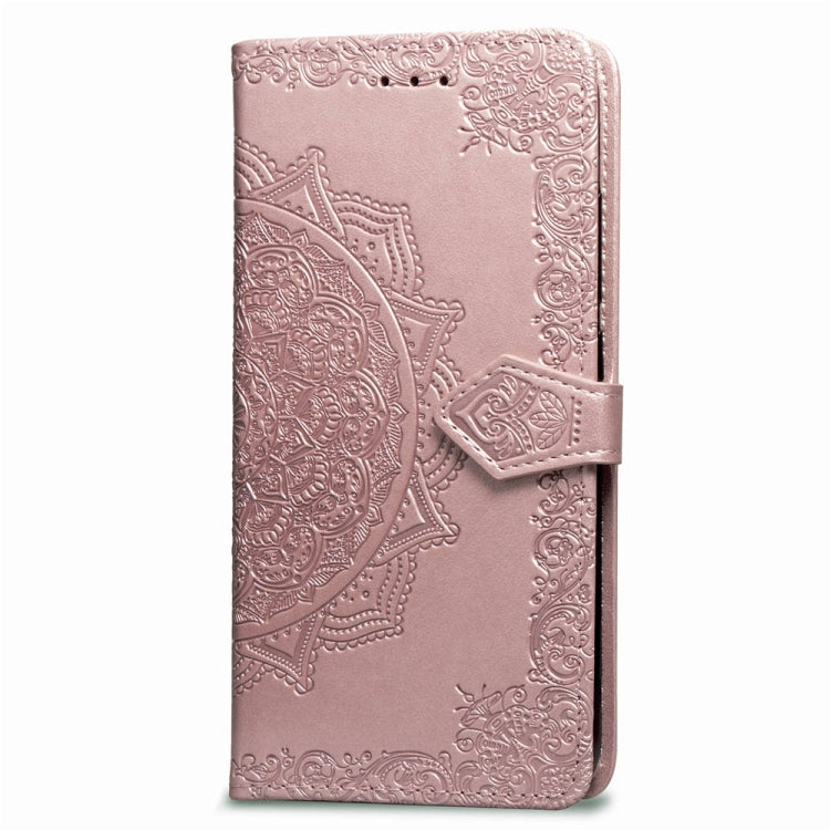 For OPPO F7 Embossed Mandala Pattern PC + TPU Horizontal Flip Leather Case with Holder & Card Slots