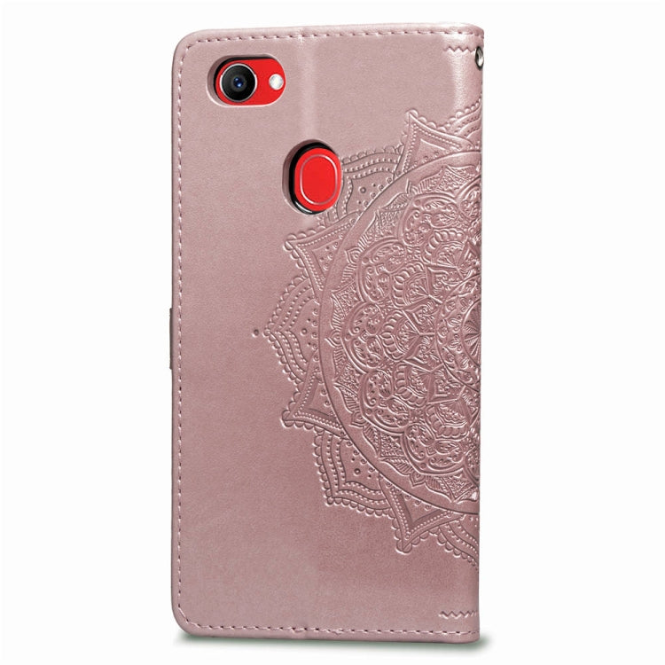 For OPPO F7 Embossed Mandala Pattern PC + TPU Horizontal Flip Leather Case with Holder & Card Slots