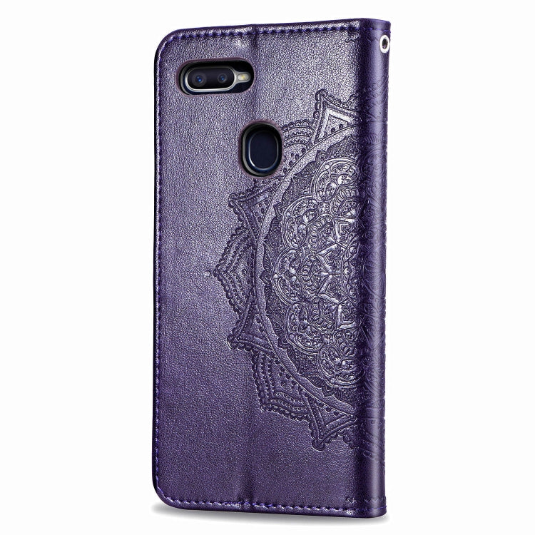 For OPPO F9 Embossed Mandala Pattern PC + TPU Horizontal Flip Leather Case with Holder & Card Slots