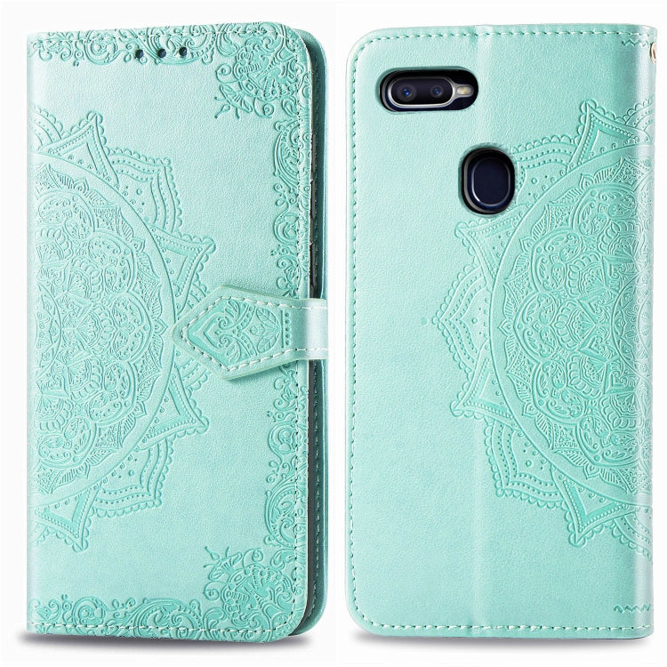 For OPPO F9 Embossed Mandala Pattern PC + TPU Horizontal Flip Leather Case with Holder & Card Slots