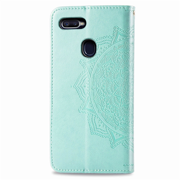 For OPPO F9 Embossed Mandala Pattern PC + TPU Horizontal Flip Leather Case with Holder & Card Slots