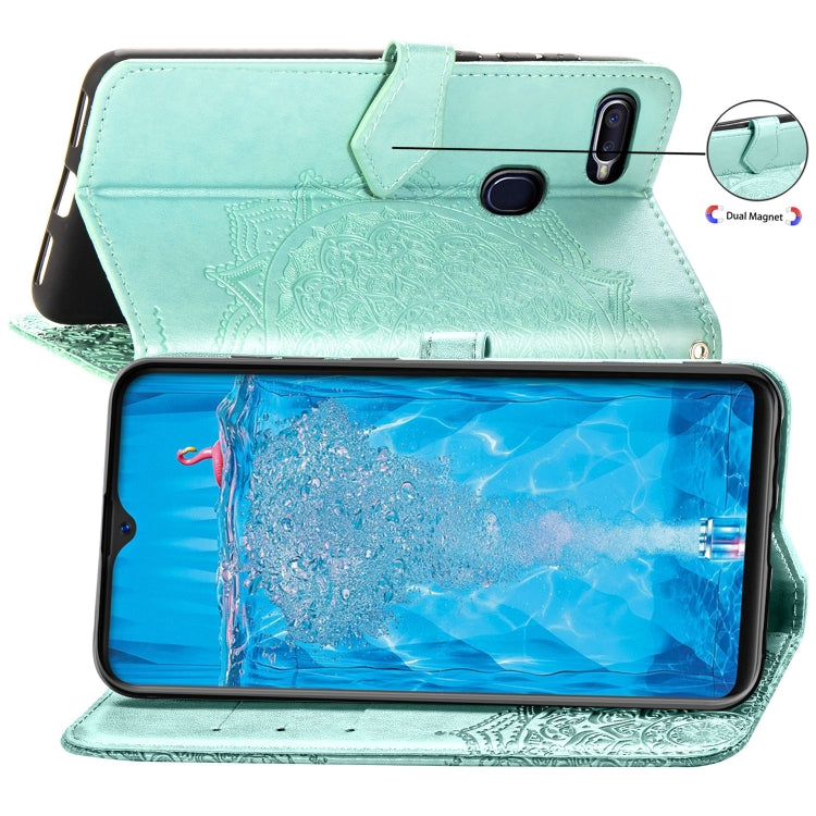 For OPPO F9 Embossed Mandala Pattern PC + TPU Horizontal Flip Leather Case with Holder & Card Slots