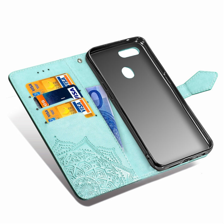 For OPPO F9 Embossed Mandala Pattern PC + TPU Horizontal Flip Leather Case with Holder & Card Slots
