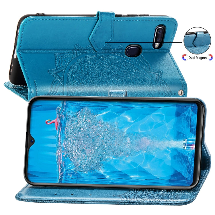 For OPPO F9 Embossed Mandala Pattern PC + TPU Horizontal Flip Leather Case with Holder & Card Slots