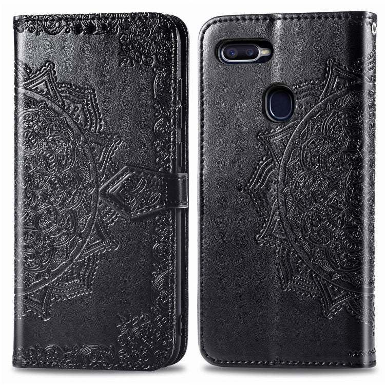 For OPPO F9 Embossed Mandala Pattern PC + TPU Horizontal Flip Leather Case with Holder & Card Slots