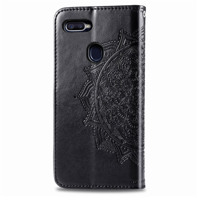 For OPPO F9 Embossed Mandala Pattern PC + TPU Horizontal Flip Leather Case with Holder & Card Slots