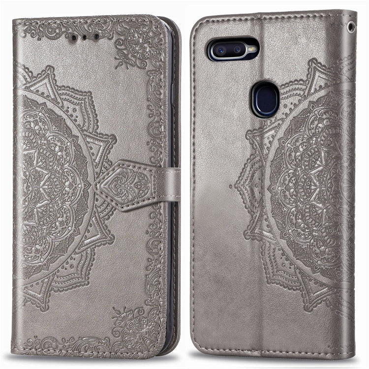 For OPPO F9 Embossed Mandala Pattern PC + TPU Horizontal Flip Leather Case with Holder & Card Slots