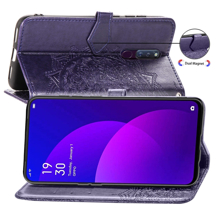For OPPO F11 Pro Embossed Mandala Pattern PC + TPU Horizontal Flip Leather Case with Holder & Card Slots
