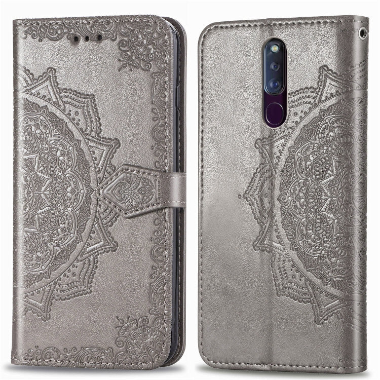 For OPPO F11 Pro Embossed Mandala Pattern PC + TPU Horizontal Flip Leather Case with Holder & Card Slots