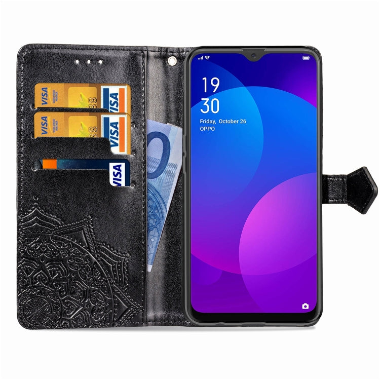 For OPPO F11 Embossed Mandala Pattern PC + TPU Horizontal Flip Leather Case with Holder & Card Slots