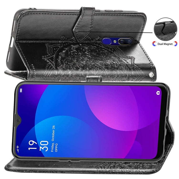 For OPPO F11 Embossed Mandala Pattern PC + TPU Horizontal Flip Leather Case with Holder & Card Slots