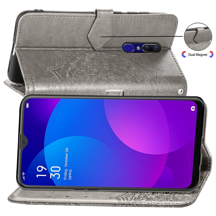 For OPPO F11 Embossed Mandala Pattern PC + TPU Horizontal Flip Leather Case with Holder & Card Slots