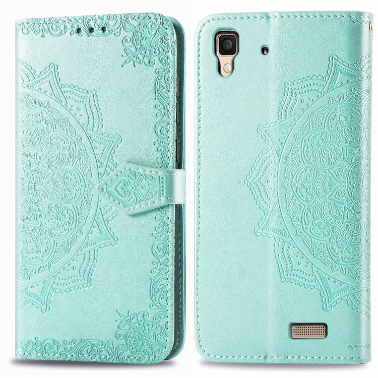 For OPPO R7 Embossed Mandala Pattern PC + TPU Horizontal Flip Leather Case with Holder & Card Slots