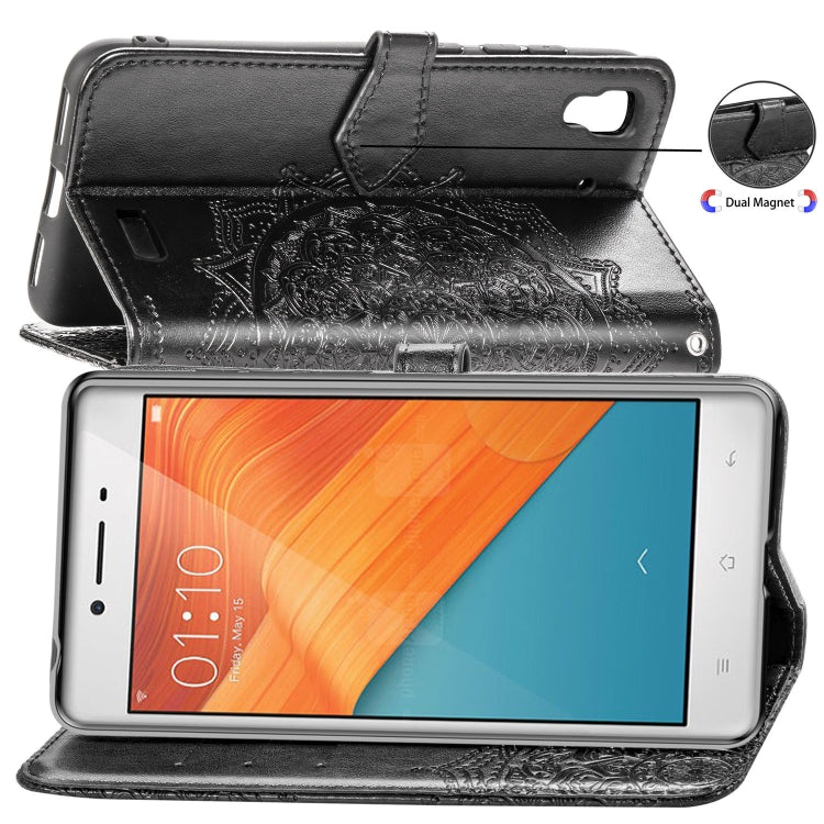 For OPPO R7 Embossed Mandala Pattern PC + TPU Horizontal Flip Leather Case with Holder & Card Slots